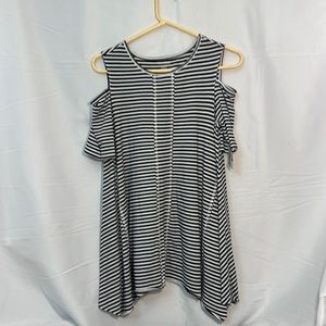 #2086 westbound blue and white striped dress size small business, casual NWOT